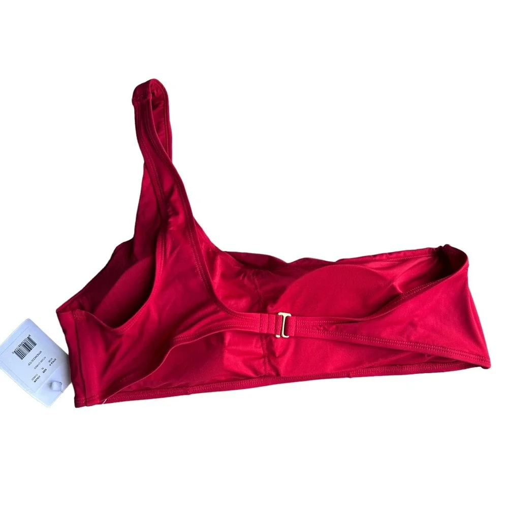 andie swim wyndwood bikini top in cherry red, women size x-large xl